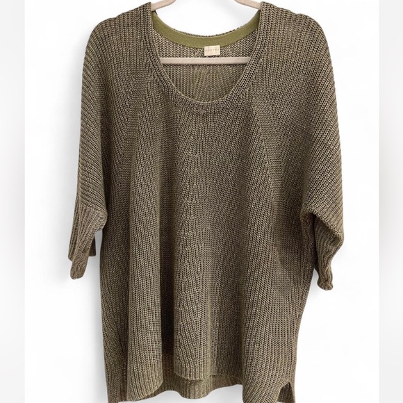 Poetry Linen Knit Top Large 12 / 14 Olive Green - Picture 1 of 5